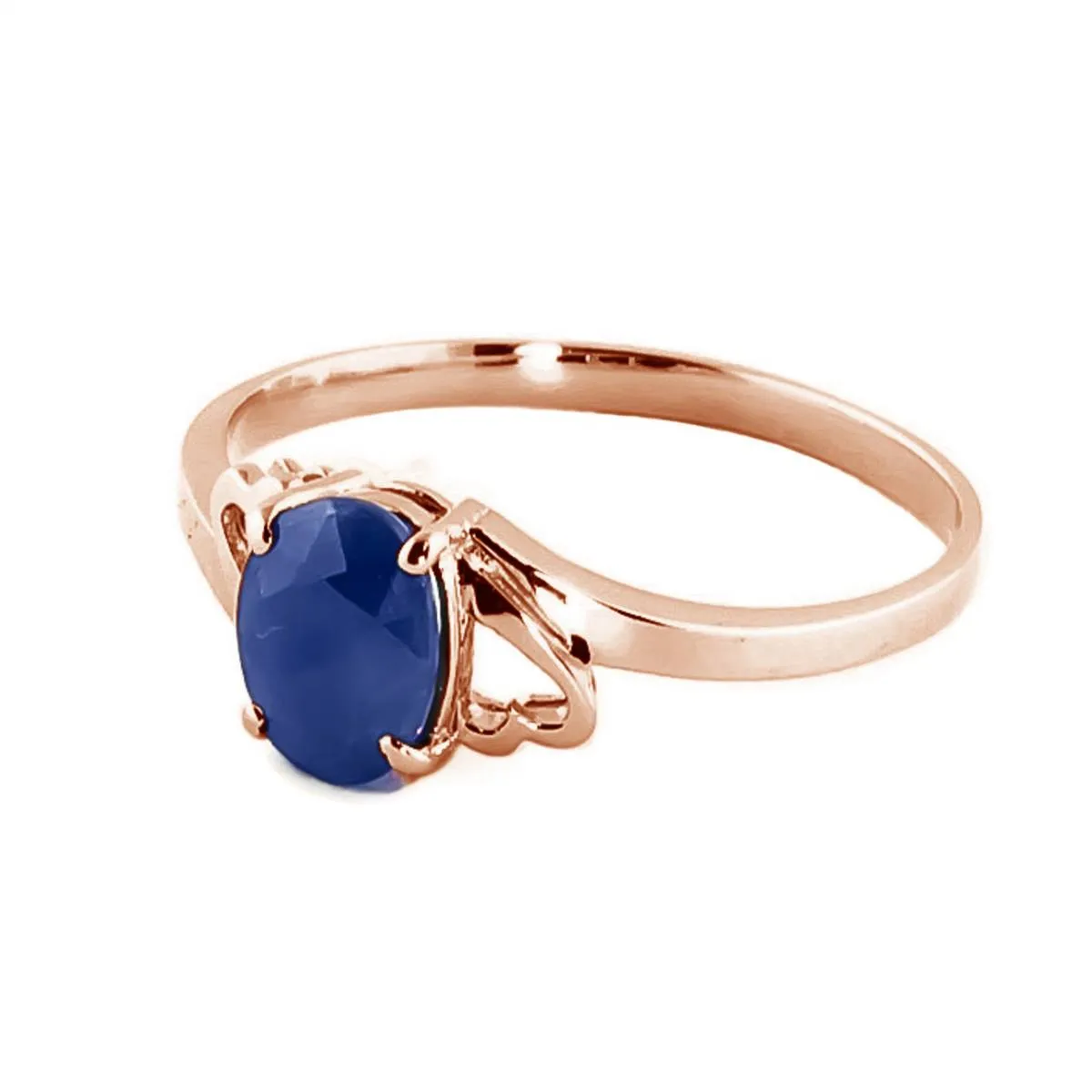 1 Carat 14K Solid Rose Gold Rings Natural Sapphire