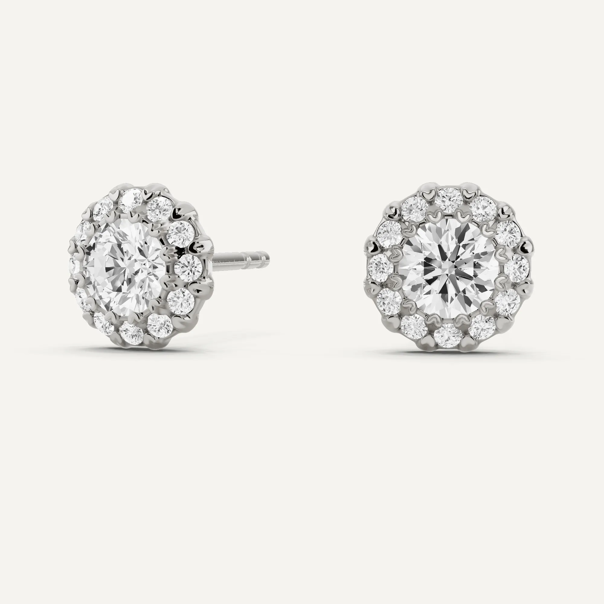 1 ctw Round Diamond Halo Stud Earrings