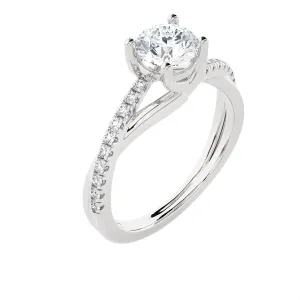 1 ctw Round Lab Grown Diamond Side Stone Engagement Ring