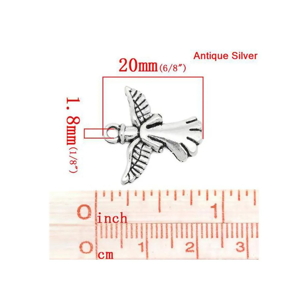 10 Pcs Tibetan Silver ANGEL 20mm x 20mm Charms Pendants, Lead & Nickel Free Metal Charms Pendants Beads