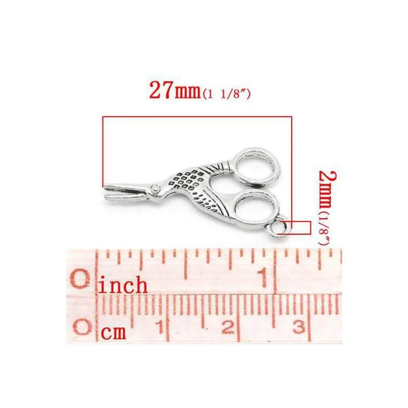 10 Pcs Tibetan Silver BIRD SHAPED SCISSOR 27mm x 14mm Charms Pendants, Lead & Nickel Free Metal Charms Pendants Beads