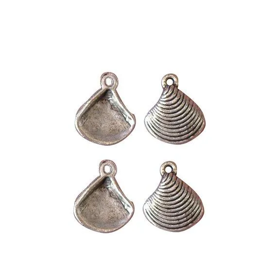 10 Pcs Tibetan Silver Clam Sea Shell Seashell 15X13mm Charms Pendants