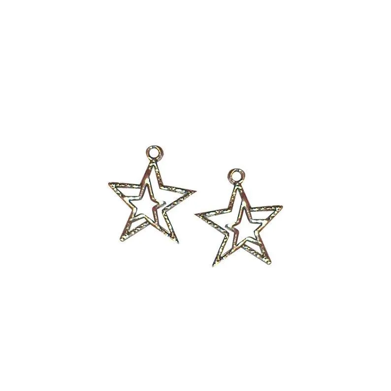 10 Pcs Tibetan Silver Double Star 23mm x 20mm Charms Pendants