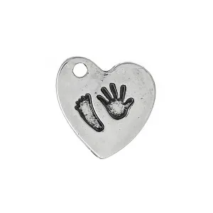 10 Pcs Tibetan Silver HAND & FOOT CARVED HEART 15mm x 15mm Charms Pendants, Lead & Nickel Free Metal Charms Pendants Beads