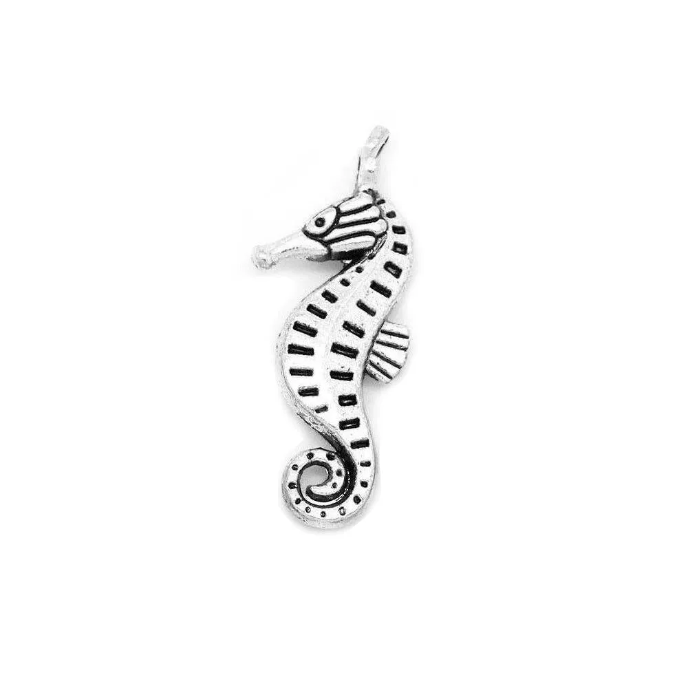 10 Pcs Tibetan Silver SEAHORSE 3D 24mm Charms Pendants