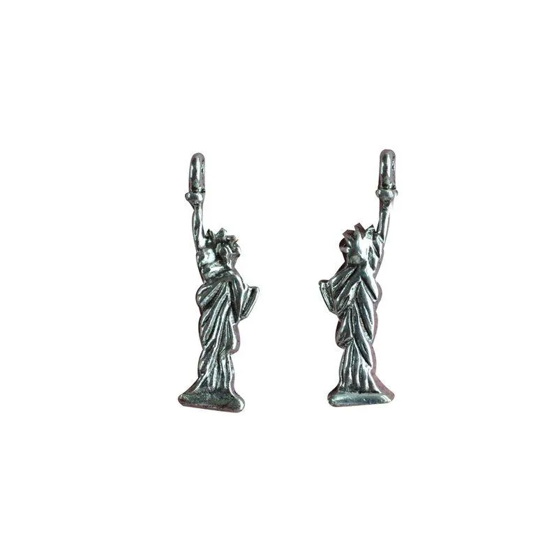 10 Pcs Tibetan Silver Statue Of Liberty America USA 28mm x 9mm 3D Charms Pendants