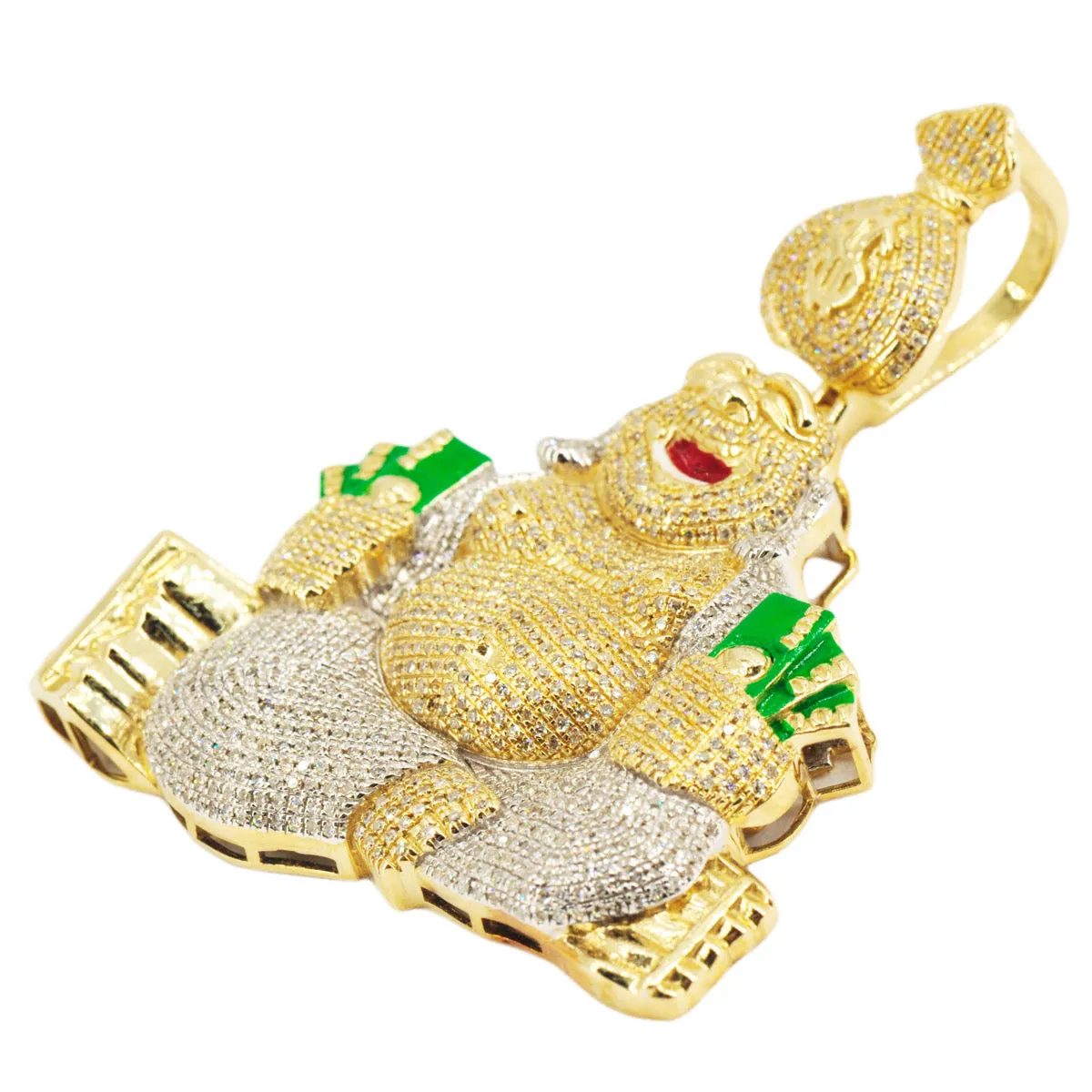 10k Gold 1.85CTW Diamond Lucky Money Bag Buddha