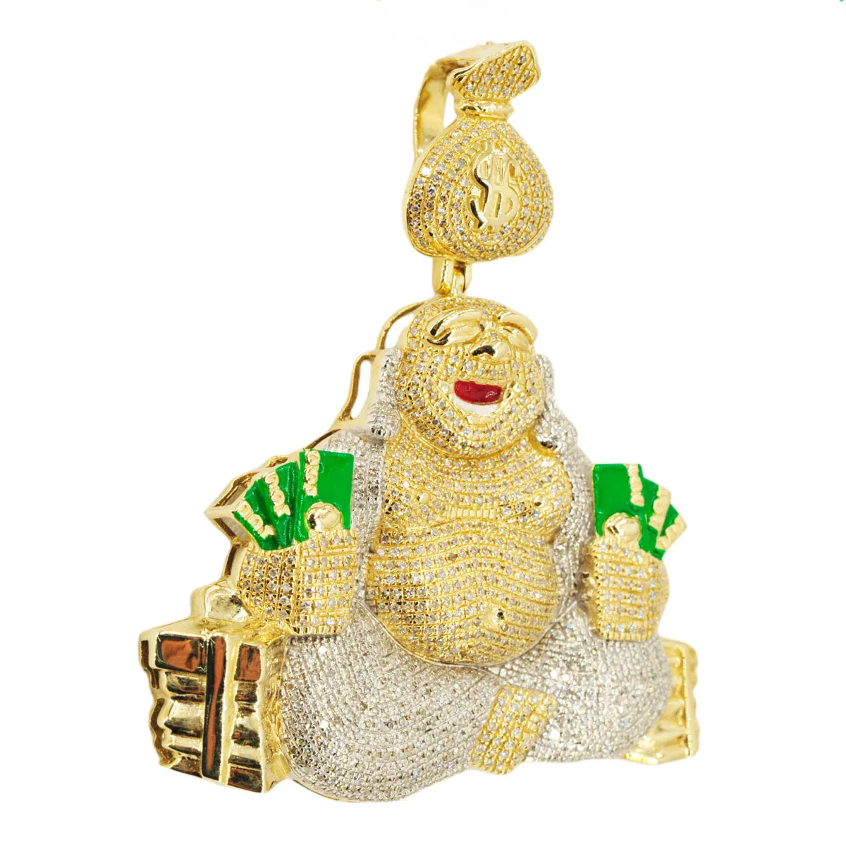 10k Gold 1.85CTW Diamond Lucky Money Bag Buddha