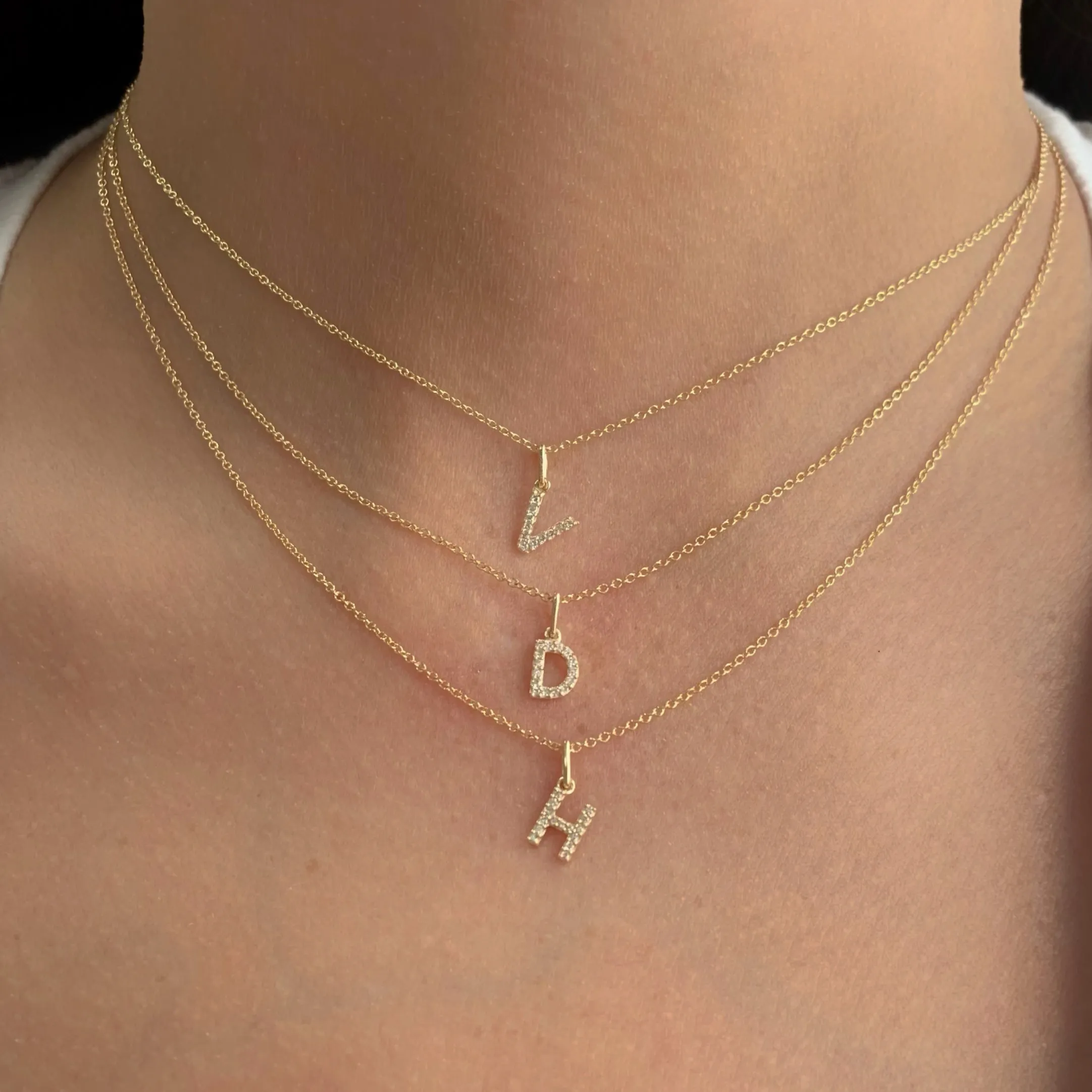 10K Gold Diamond Initial Necklace