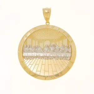 10K GOLD TWO TONE LAST SUPPER PRAY FOR US COIN PENDANT 11.3G