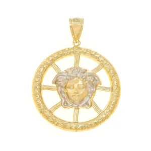 10K GOLD TWO TONE MEDUSA PENDANT 5.9G