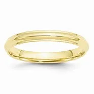 10k Yellow Gold 3mm Half Round with Edge Wedding Band Ring