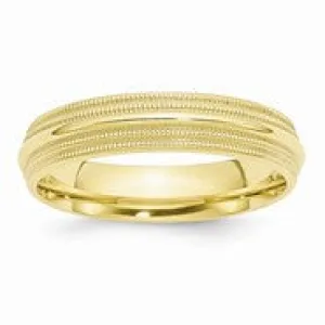 10k Yellow Gold 5mm Double Milgrain Comfort Fit Wedding Band Ring