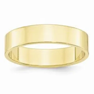 10k Yellow Gold 5mm Lightweight Flat Wedding Band Ring