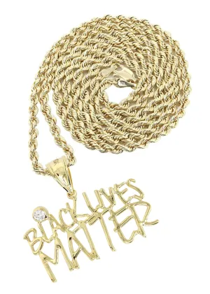 10K Yellow Gold Black Lives Matter Necklace | Appx 13.6 Grams