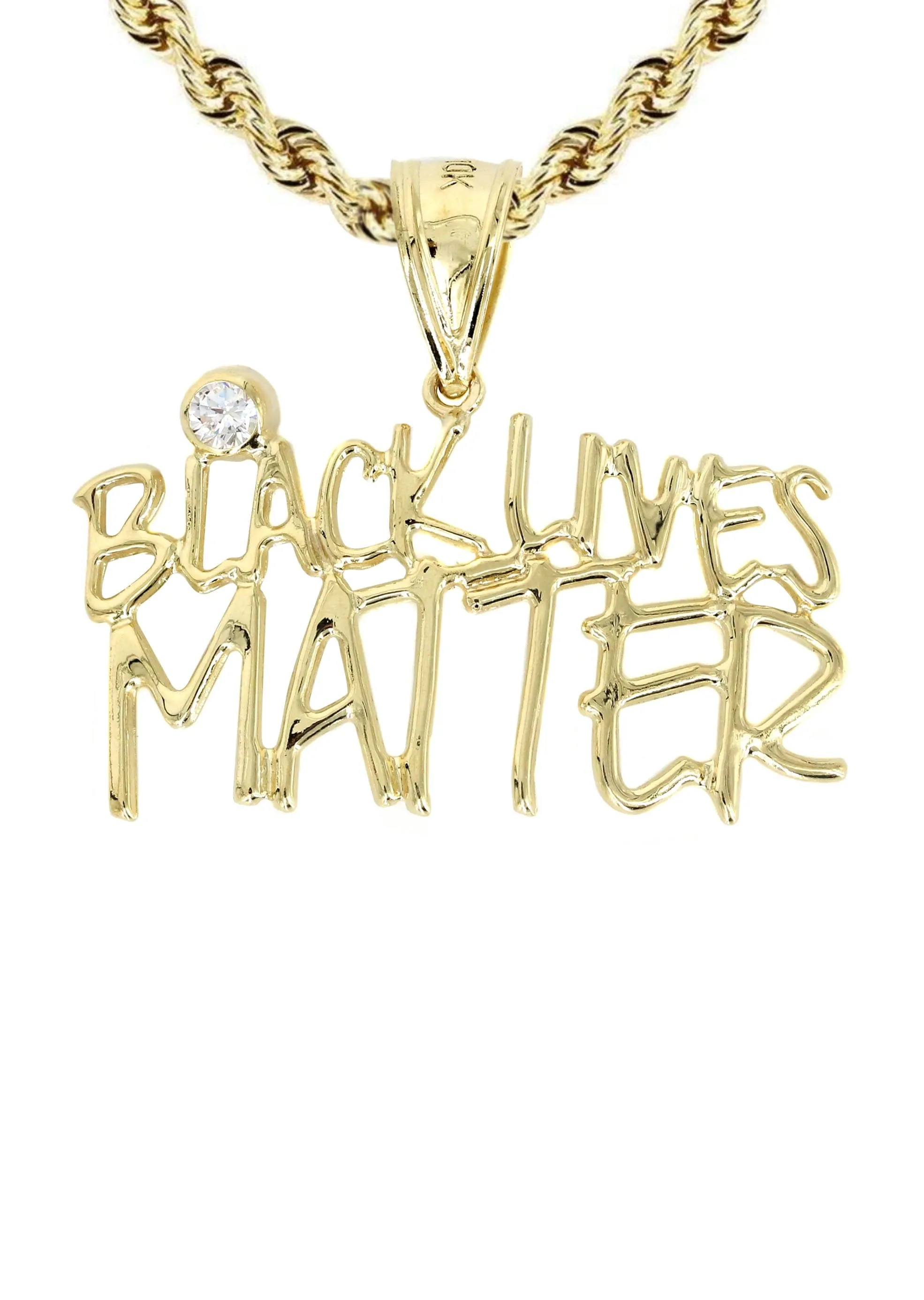 10K Yellow Gold Black Lives Matter Necklace | Appx 13.6 Grams