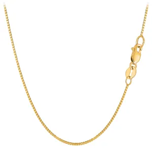 10k Yellow Solid Gold Mirror Box Chain Necklace, 0.8mm