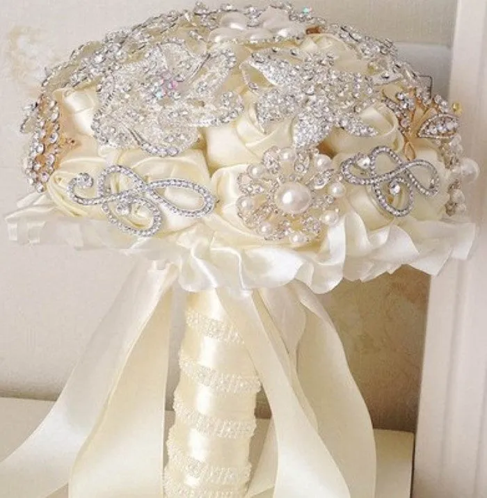 10pcs Satin Rose Brooch Bouquet PACK- 003