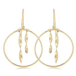 14k Framed Dangle Twist Earrings