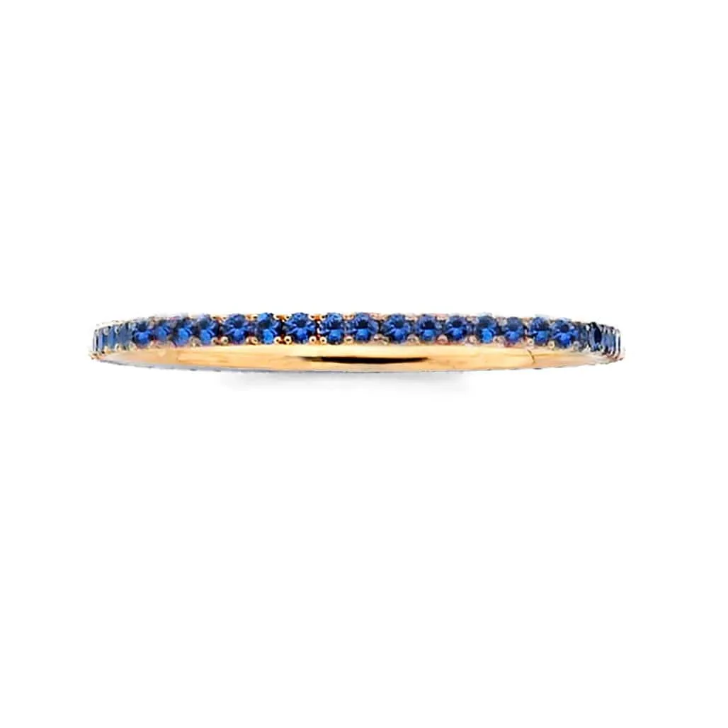 14K Gold and Blue Sapphire Eternity Stacking Rings