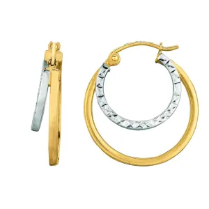 14K Gold Textured Double Hoop Earrings