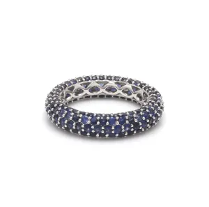 14K or 18K Gold Pave Blue Sapphire Eternity Band