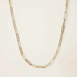 14k Solid Gold Paperclip Chain Necklace 2.5 mm