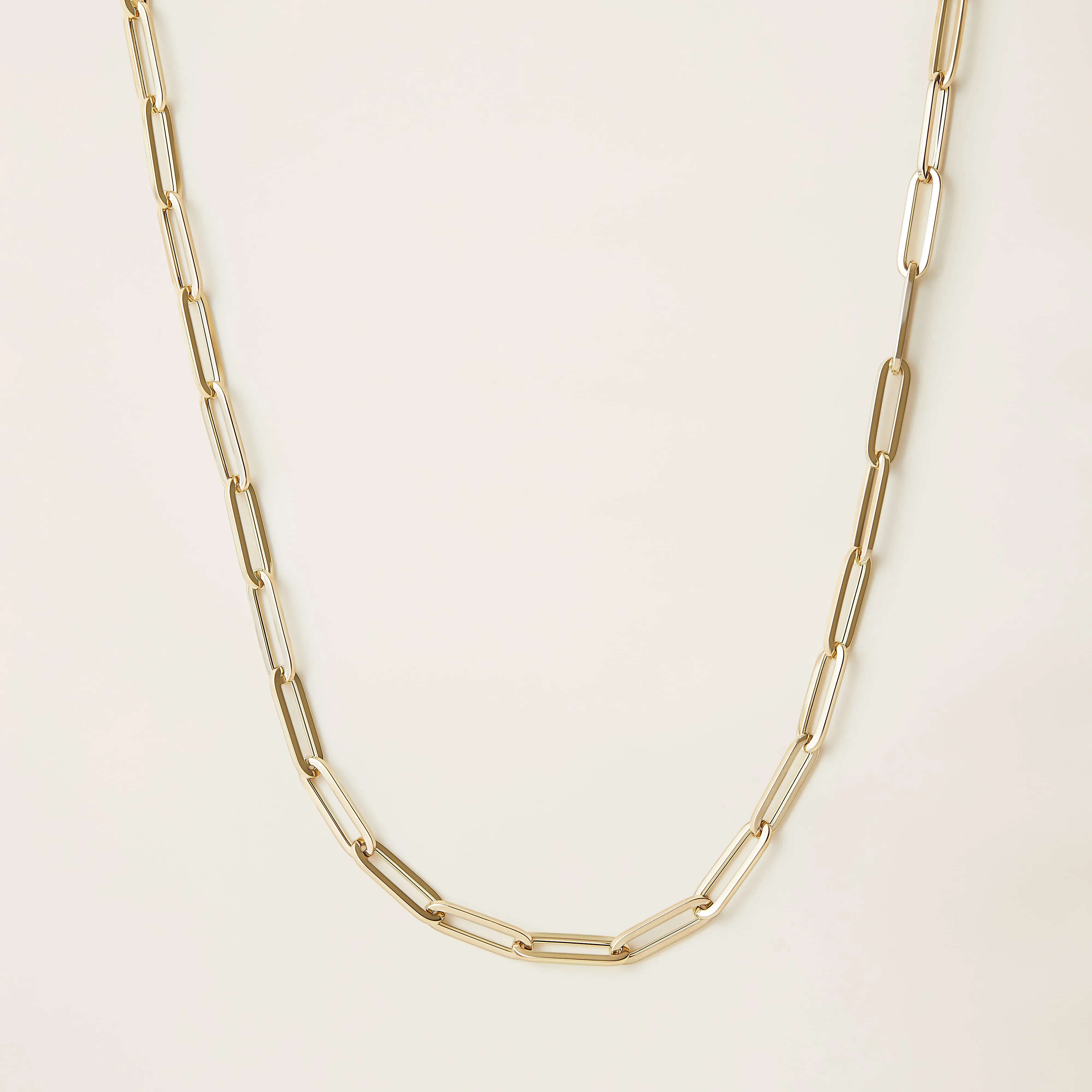 14k Solid Gold Paperclip Chain Necklace 2.5 mm