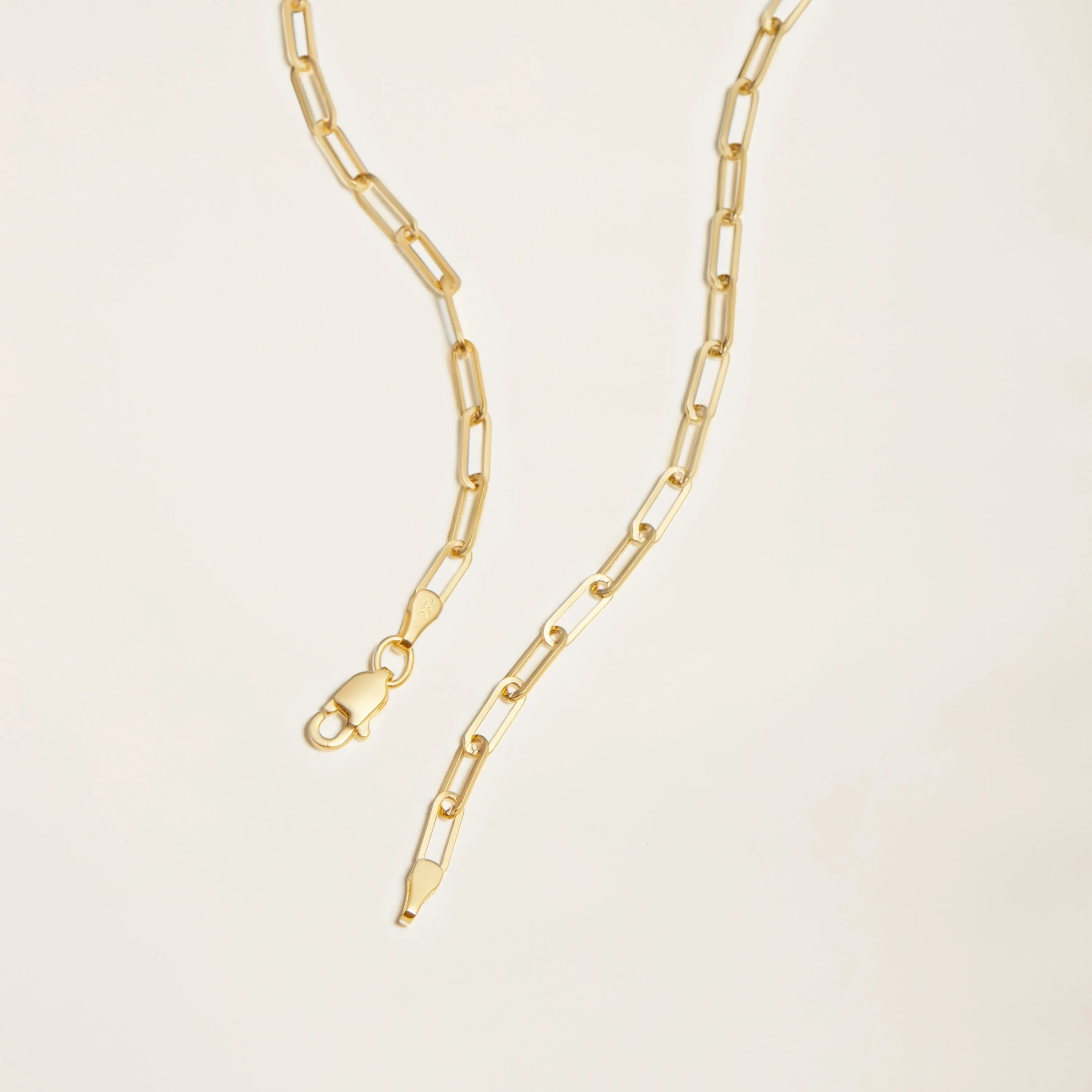 14k Solid Gold Paperclip Chain Necklace 2.5 mm