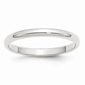 14k White Gold 2.5mm Half Round Wedding Band Ring