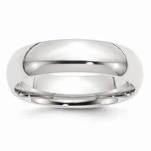 14k White Gold 6mm Standard Comfort Fit Wedding Band Ring