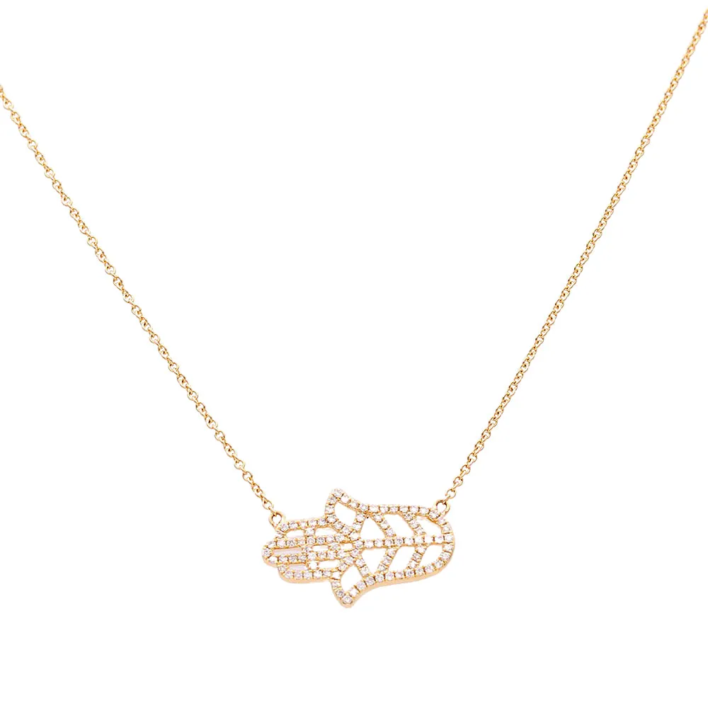 14K Women's Yellow Gold Fashion Necklace with Round Diamonds