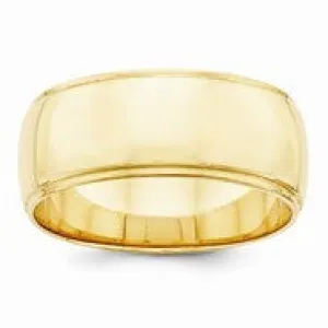 14k Yellow Gold 8mm Half-Round Edge Wedding Band Ring