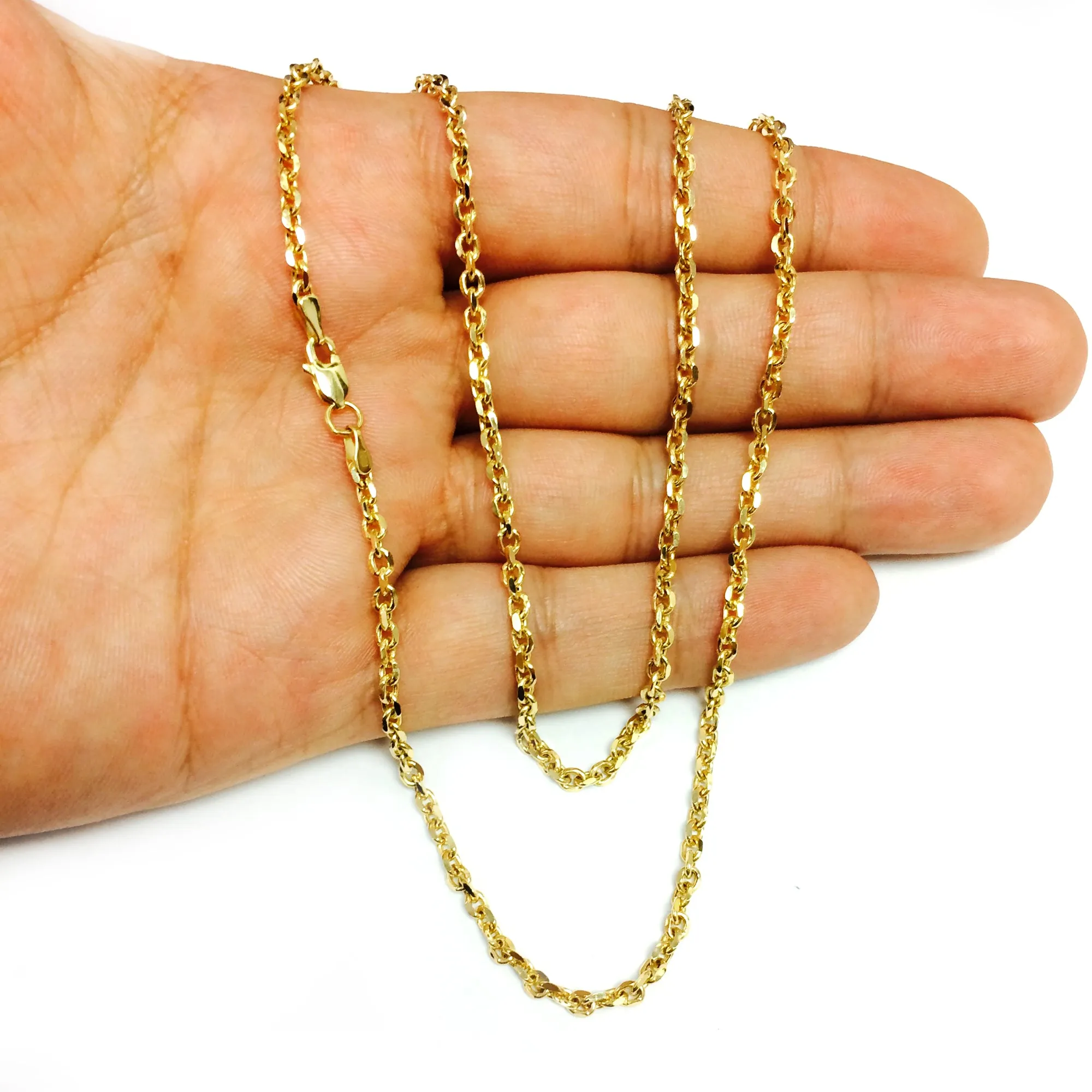 14k Yellow Gold Cable Link Chain Necklace, 3.1mm