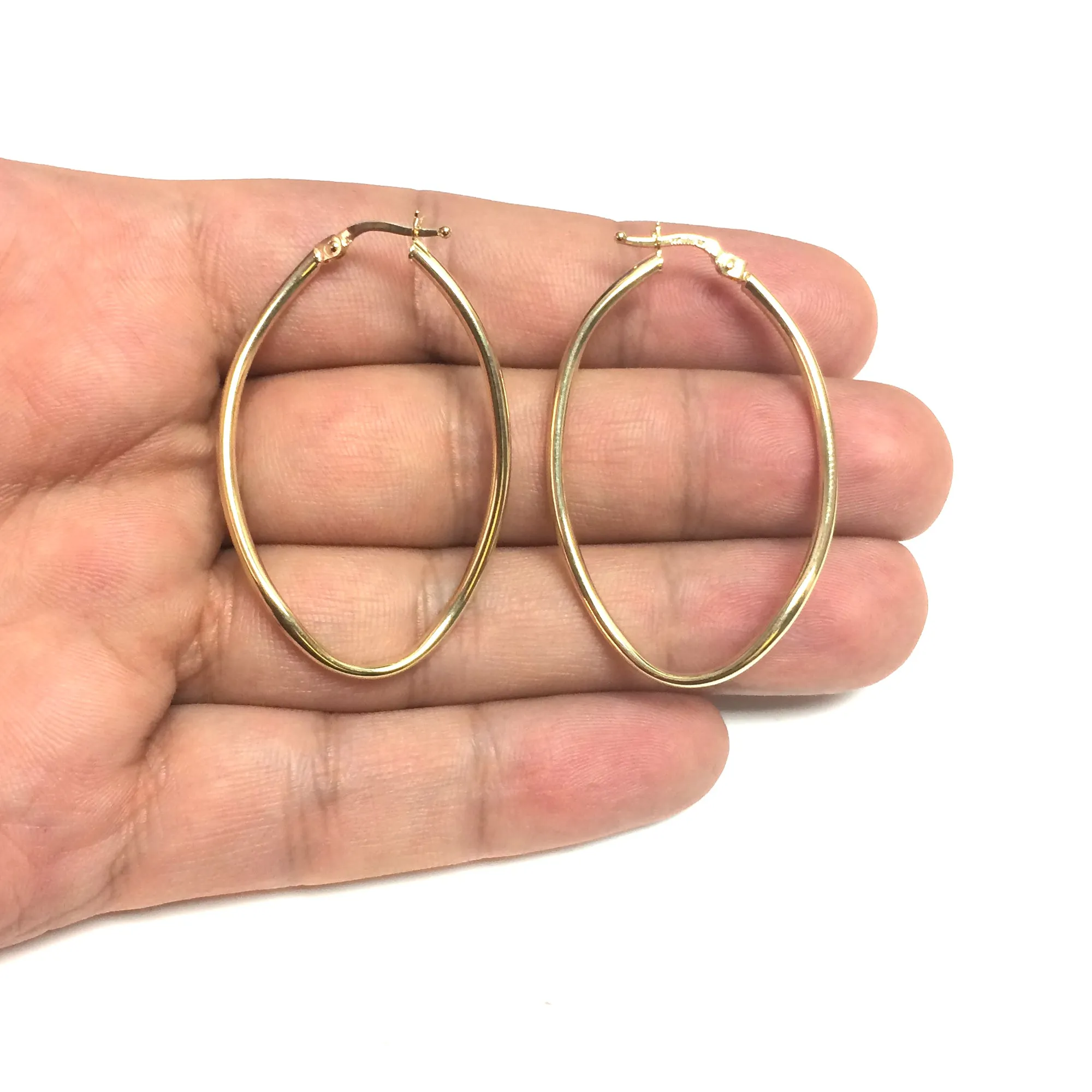 14K Yellow Gold Twisted Oval Infinity Hoop Earrings