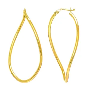 14K Yellow Gold Twisted Oval Infinity Hoop Earrings