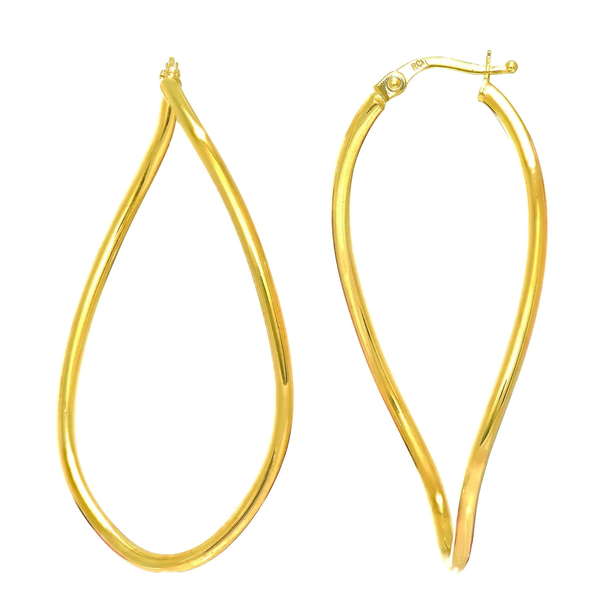 14K Yellow Gold Twisted Oval Infinity Hoop Earrings