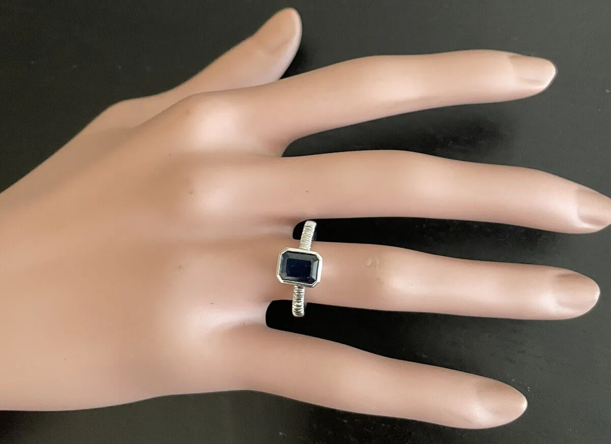 1.50Ct Natural Blue Sapphire 14K Solid White Gold Ring