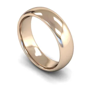 18ct Rose Gold Heavyweight Traditional Court/Flat Edge 6mm Wedding Ring