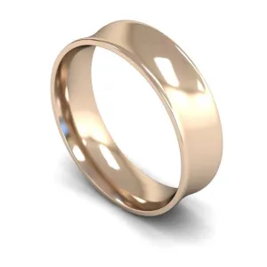 18ct Rose Gold Light Weight Concave 6mm Wedding Ring