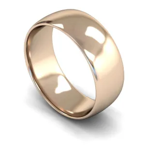 18ct Rose Gold Lightweight Traditional Court/Flat Edge 8mm Wedding Ring