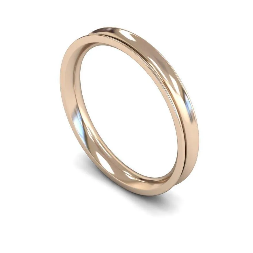 18ct Rose Gold Medium Weight Concave 2.5mm Wedding Ring