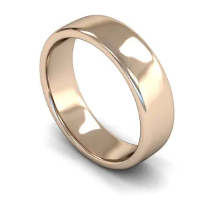 18ct Rose Gold Medium Weight Edged Slight Court 6mm Wedding Ring