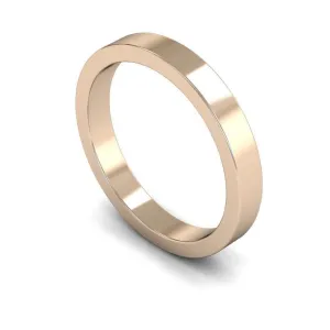 18ct Rose Gold Medium Weight Flat 3mm Wedding Ring