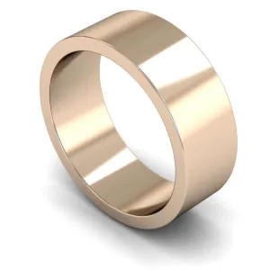 18ct Rose Gold Medium Weight Flat 8mm Wedding Ring