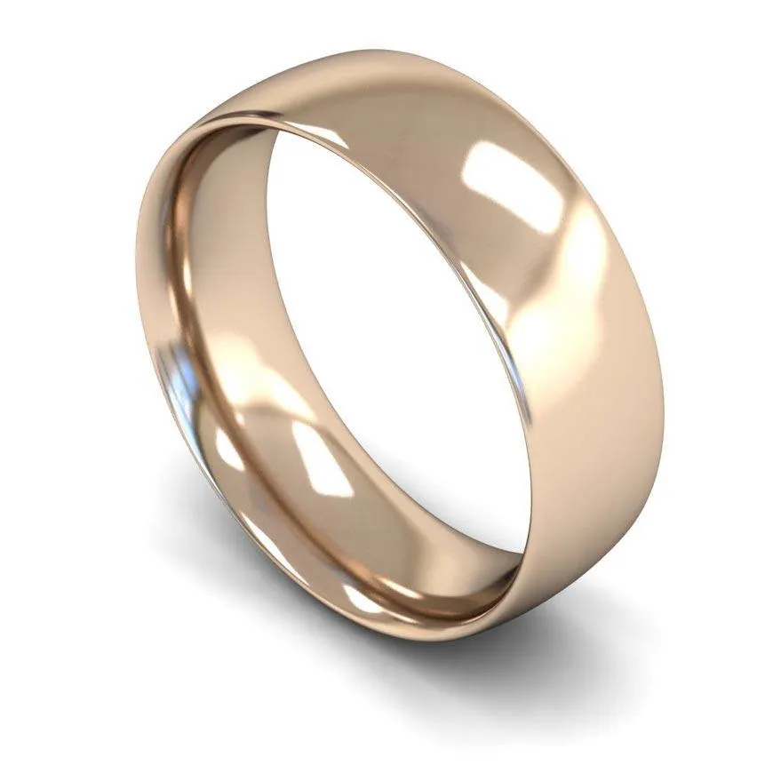 18ct Rose Gold Medium Weight Traditional Court 7mm Wedding Ring