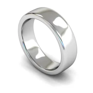 18ct White Gold Heavy Weight Edged Slight Court 6mm Wedding Ring