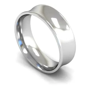 18ct White Gold Medium Weight Concave 7mm Wedding Ring