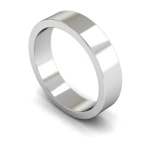 18ct White Gold Medium Weight Flat 5mm Wedding Ring