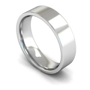 18ct White Gold Mediumweight Flat Court/Edge 6mm Wedding Ring